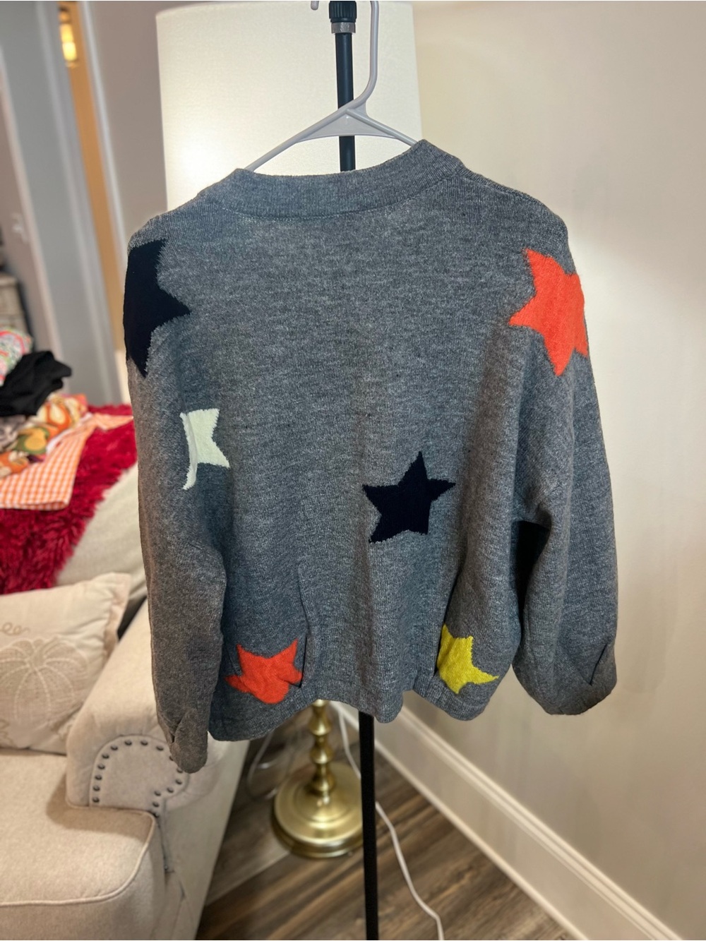 Girls' Gray Star Appliqué Cardigan - Picture 3 of 3